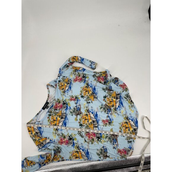 Karen Kane Womens Plus Size 3X On Holiday Blue Watercolor Jersey Tee Tunic Top - Picture 8 of 8